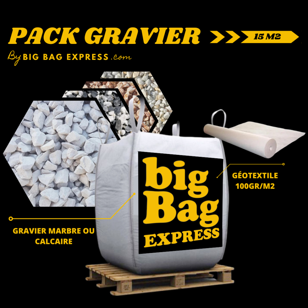Pack Gravier + Géotextile 15M²